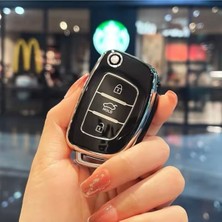 Hyundai I30 Sustalı Anahtar Kılıfı Siyah-Silver