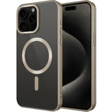 Apple iPhone 15 Pro Kılıf Mat Tasarımlı Magsafe Wireless Şarj Özellikli Scks Mat Setro Kapak-Titanyum