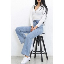 2505 Yüksek Bel Boyfrıend(Salaş) Bol Paça Kot Pantolon