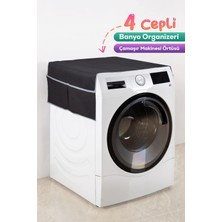 Çok Fonksiyonlu Çamaşır Makinesi Örtüsü ve Banyo Düzenleyici Siyah