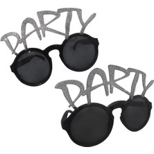 Gümüş Simli Party Yazılı Parti Gözlüğü Show 15X7 cm