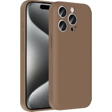iPhone 15 Pro Kılıf Kamera Korumalı Kartlık Hazneli Scks Vitra Kapak - Kahverengi