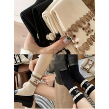 Trampler 4 Çift Kadın Pikotlu Ayıcık Desenli Renkli Çorap Kadın Mevsimlik Desenli Çorap