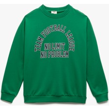 Bisiklet Yaka Uzun Kollu Pamuklu Baskılı Sweatshirt