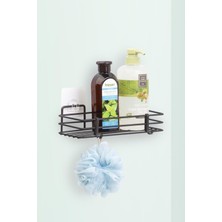 Teknotrust Paslanmaz Yapışkanlı Banyo Düzenleyici Siyah, Duş ve Şampuanlık Rafı MGS-718