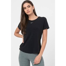 Nike Dri Fit Uv One Luxe Women's T-Shirt Top Kadın Reflektörlü Koşu Antrenman Tişörtü Siyah