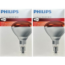 (2 adet) Philips 250W Kızılötesi (Infrared) Isıtıcılı Hayvan Isıtma ve Fizik Tedavi Lambası (Kırmızı Işık) E27 (Kalın Duy)