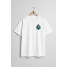 Oversize Çapa ve Dalış Başlığı Cep ve Sırt Tasarımlı Unisex T-Shirt