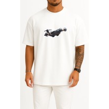 Oversize Airbus A400M Uçak Göğüs Tasarımlı Unisex T-Shirt