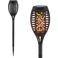 Iki Adet Solar Alev Efektli Bahçe Lambası, Güneş Enerjili 50 cm Aydınlatma Seti