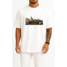 Oversize New York City Illüstrasyon Göğüs Tasarımlı Unisex T-Shirt