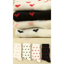 Trampler 4 Çift Kadın Mevsimlik Kalp Uzun Desenli Çorap