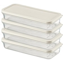 Home 4 Adet Buzdolabı Organizeri - Pp Plastik Şeffaf ve Ayarlanabilir Saklama Kabı, Gıdaları Taze Tutan Fresh Box, Çok Amaçlı,mikrodalga ve Bulaşık Makinesi Uyumlu (Beyaz, 1200 Ml)