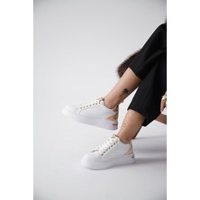 Zerenyus Vega Premium Altın Detaylı Beyaz Kadın Sneaker