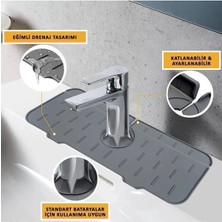 Gri Su Tutucu Musluk Matı, Mutfak ve Banyo Için Koruyucu ve Pratik Kullanım