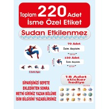 Kişiye Özel Örümcek Adaml Okul Etiketi – Defter, Kalem, Kitap Etiketi 220 Adet Suya Dayanıklı, Silinmez Sticker. Renkli ve Kalıcı Yapışkanlı Etiketlerle Okul Eşyalarınızı Kolayca Ayırt Edin
