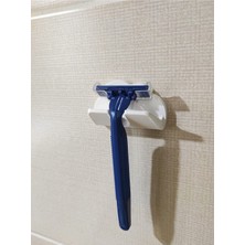 Beyaz Yapışkanlı Bulut Banyo Düzenleyici ve Jilet Tutucu Plastik Aparat