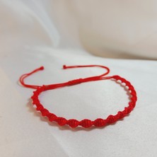 Crystal Atelier Unisex Kırmızı Makrome Örgü Asansörlü Ayarlanabilir Bileklik, Spiral Makrome Örgü Ip Bileklik, Makrome Bileklik, Örgü Bileklik, Ip Bileklik, Spiral Makrome Örgü Bileklik