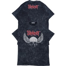 Unisex Slipknot Ense Baskılı Yıkamalı T-Shirt, Oversize Rock Band Temalı Vintage Tişört