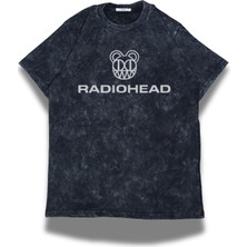 Unisex Radiohead Baskılı Yıkamalı T-Shirt, Oversize Rock Band Temalı Retro Tişört
