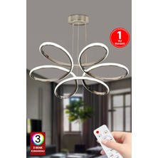 3 Renk Kumandalı Krom Gümüş LED Avize, Salon Için Şık ve Modern Aydınlatma