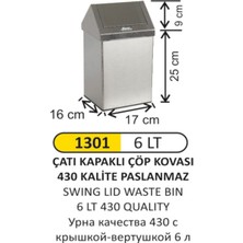 Çatı Kapaklı Metal Çöp Kovası 6 Lt, Çok Renkli, Şık ve Kullanışlı Tasarım