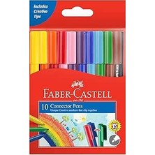 Faber-Castell Eğlenceli Keçeli Kalem 10 Renk, Bağlanabilir Kapak, Dayanıklı ve Parlak Renkler, Su Bazlı Mürekkep, Çocuklar Için Güvenli