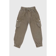 %100 Pamuk Paçası Lastikli Kargo Cepli Erkek Çocuk Pantolon