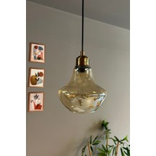 Kahverengi Cam Eskitme Yarım Lale Sarkıt Avize Restoran ve Salon Aydınlatma