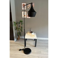 Modern Siyah Düz Hareketli Metal Lambader Oturma ve Çalışma Alanı Dekoru