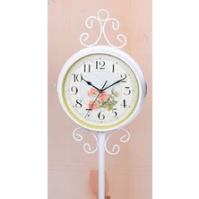 Ayaklı Metal Ferforje Rakamlı Salon ve Duvar Saati, 125 Cm, Beyaz