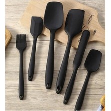 Isıya Dayanıklı 6'lı Yapışmaz Silikon Spatula Seti Siyah