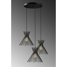 Modern Üçlü Siyah Sarkıt Avize, Şık ve Şık Tasarımıyla Evinize Zarafet Katın