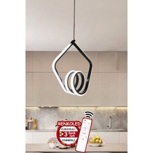 3 Renkli Modern Sarkıt LED Avize, Siyah Kasa, Kumandalı, Şık ve Şık Tasarım