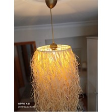 Haki Renkli Dekoratif Rafya Avize ile Şık ve Modern Aydınlatma Çözümü