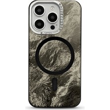 Apple iPhone 13 Pro Uyumlu Kılıf Zebana Glow Taşlı Silikon Kılıf (Kablosuz Şarj) Siyah