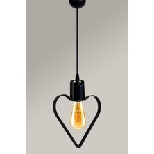 Kalpli Metal Sarkıt Avize, Siyah Rustik Tavan Lambası, Yatak Odası Dekoru