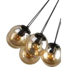 Şık Siyah Bal Cam Spor 7'li Avize, Modern ve Zarif Tasarım