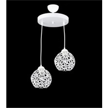 Beyaz Selçuklu Top Motif Yıldız Ferforje Retro Sarkıt Avize