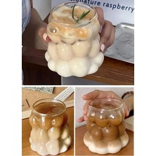 3'lü Isıya Dayanıklı Borosilikat Cam Boncuk Bardak, 350 Ml, Üzümlü Kahve Sunumu