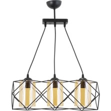 Şık Kare Geometrik Siyah Metal Sarkıt Avize, Modern ve Zarif Tasarım