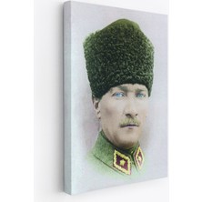 Mustafa Kemal Atatürk Portreli Dikdörtgen Dekoratif Kanvas Tablo