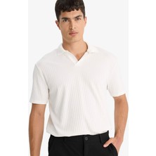 DeFacto Regular Fit Krinkıl Dikey Dokulu Hafif Kumaş Polo Yaka Kısa Kollu Tişört E1207AX25AU