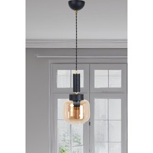 Şık Siyah Gold Bal Camlı Sarkıt Avize, Modern ve Zarif Tasarım