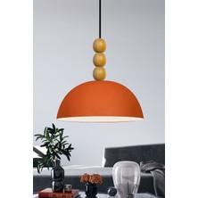 Turuncu Ahşap Boncuklu Sarkıt Avize, Dekoratif Aydınlatma, Modern ve Şık Tasarım