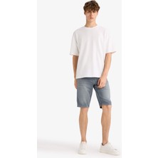 DeFacto Slim Fit Dar Kesim Jean Bermuda Şort F9605AX25SM