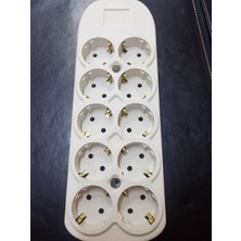 10 Lü Klamensiz Topraklı Grup Priz, 1 Yıl Garantili, Beyaz Renk