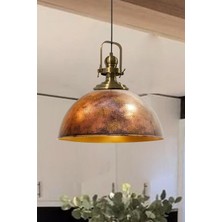 Bakır Rengi Linate Avize, Eskitme Başlıklı, Tekli Sarkıt, Retro, Restoran ve Toplantı Odası Işığı