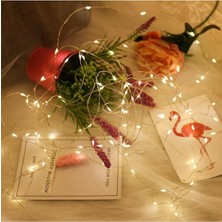 Sarı LED Işık 10M, Gün Işığı, 3 Pilli, Dekor, Bahçe, Oda, Kafe, Duvar, Perde