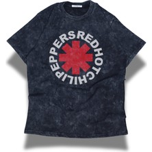 Unisex Red Hot Chili Peppers Baskılı Yıkamalı T-Shirt, Oversize Rock Band Temalı Retro Tişört